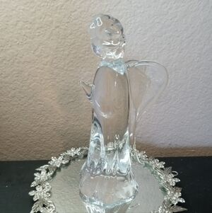 EXQUISITE Signed Konstglas Ronneby Sweden 8" Crystal Cherub Angel Figurine
